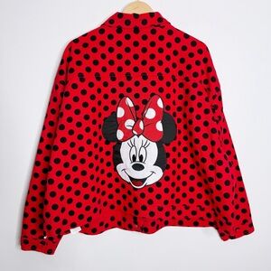 NWT Disney Red & Black Polka Dot‎ Minnie Mouse Denim Jacket Size 2X